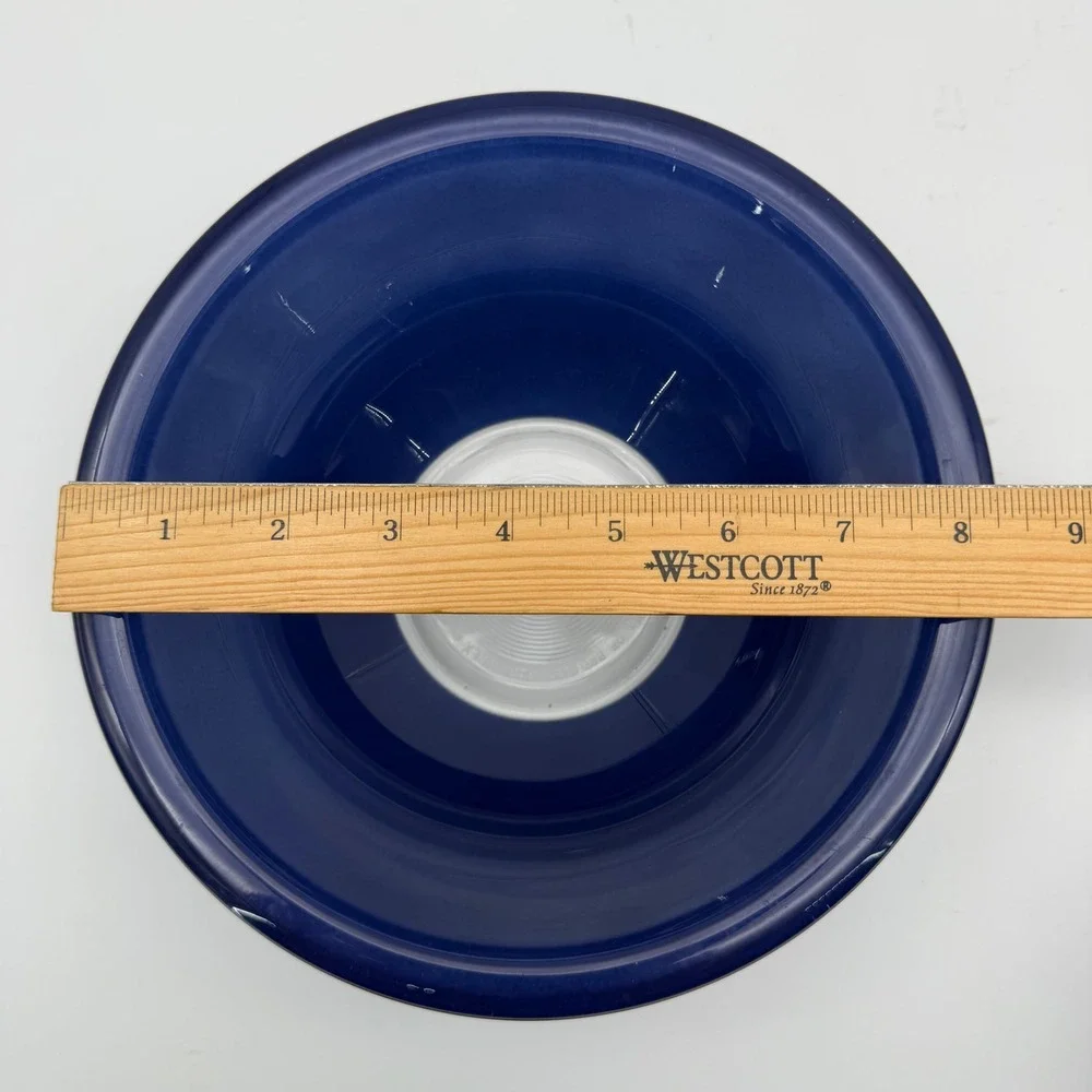 Set of 3 Vintage PYREX Blue Glass Nesting Mixing Bowls Clear Bottoms 322 323 325